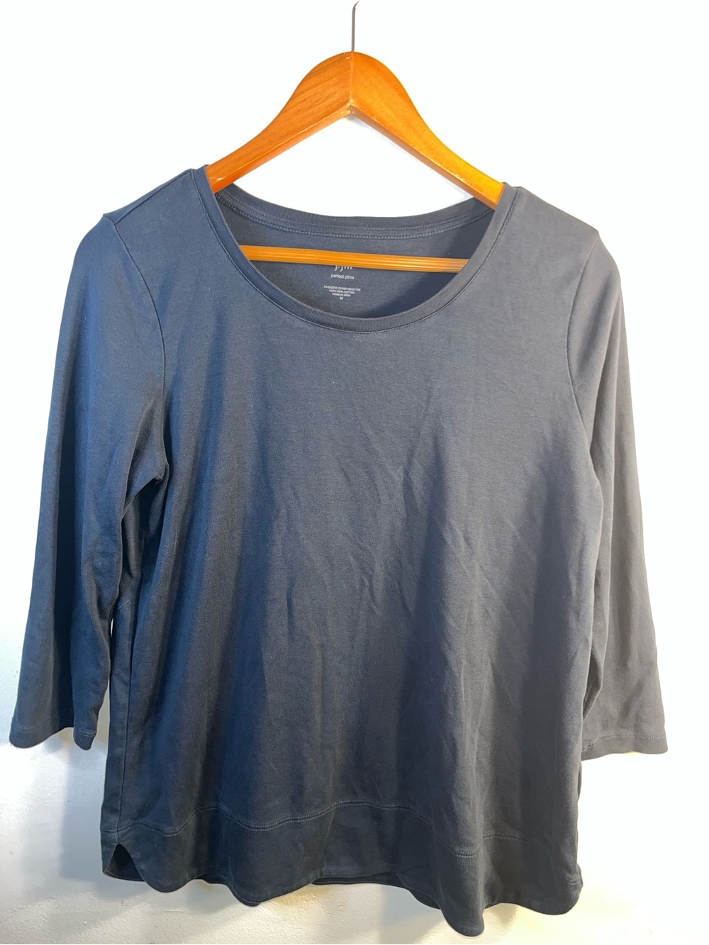 J. Jill Scoop Neck Top - Long Sleeve 100% Pima Cotton Slate Blue Women’s Size M